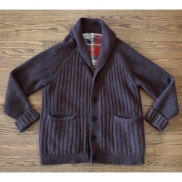 Duluth Trading Co Other - Duluth Trading Brown Woolpaca Shawl Collar Cardigan Mens Large Flannel Lining